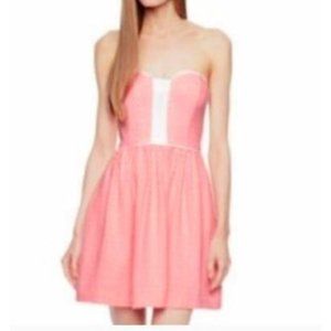 Ella Moss Women's Debbie Ikat Strapless Dress Back Zip Peach Pink Size Small